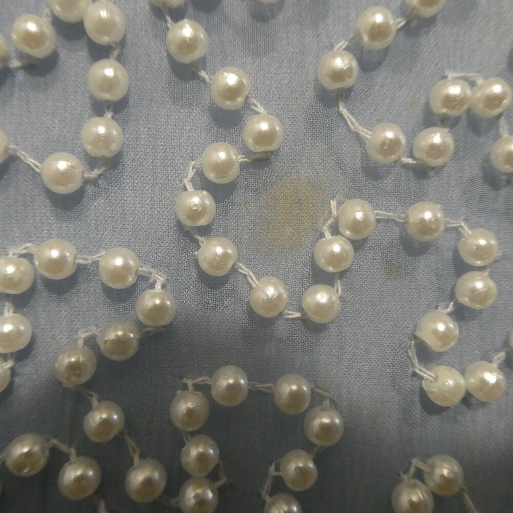 Vintage 1X Women's Silk Pearl Bead Dress Light Blue - Picture 11 of 13